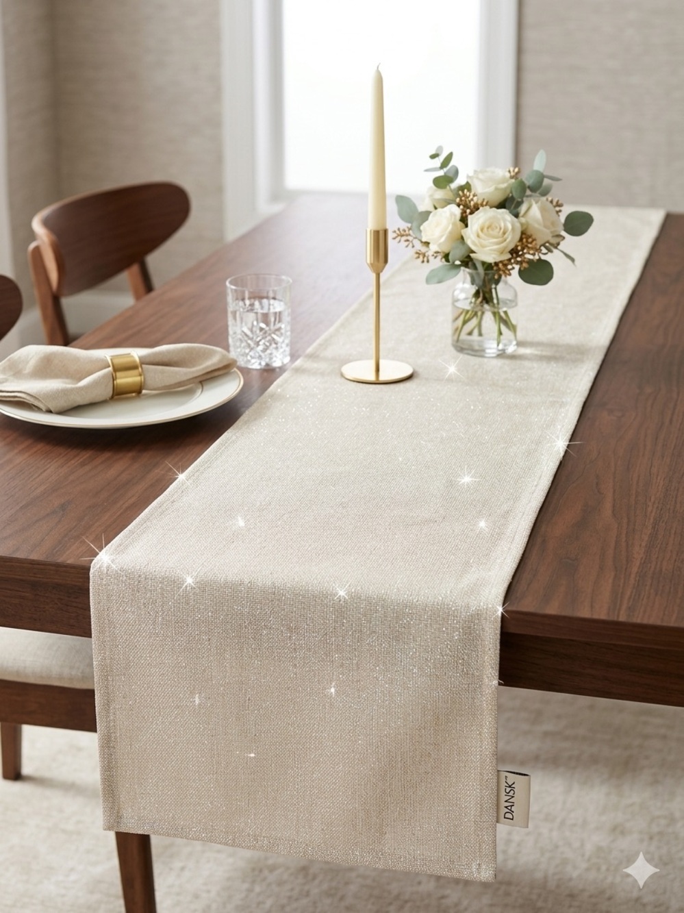 Dansk Sparkle Table Runner in Champagne